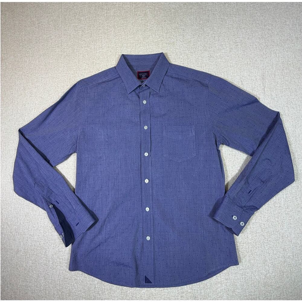 Untuckit Mens Medium Blue Slim Fit Long Sleeve Button Front Casual Shirt Cotton